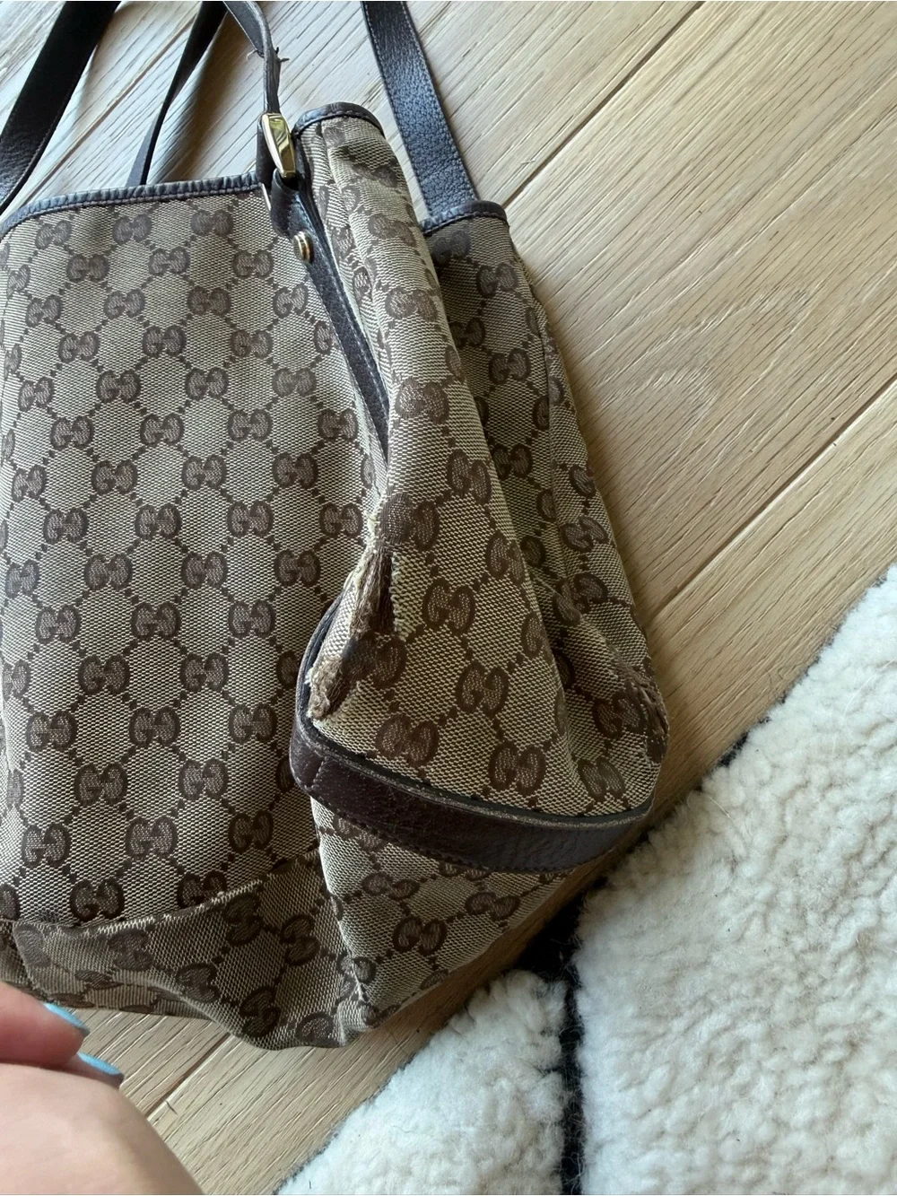 Gucci Beige Brown GG Canvas Shoulder Bag